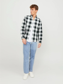 Сорочки JACK & JONES GINGHAM TWILL SHIRT модель 12181602_Whisper White SLIM FIT Фото