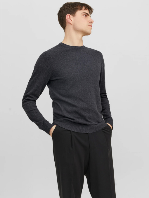 Свитры и кардиганы JACK & JONES EMIL KNIT CREW NECK модель 12208364_Dark Grey Melange Фото
