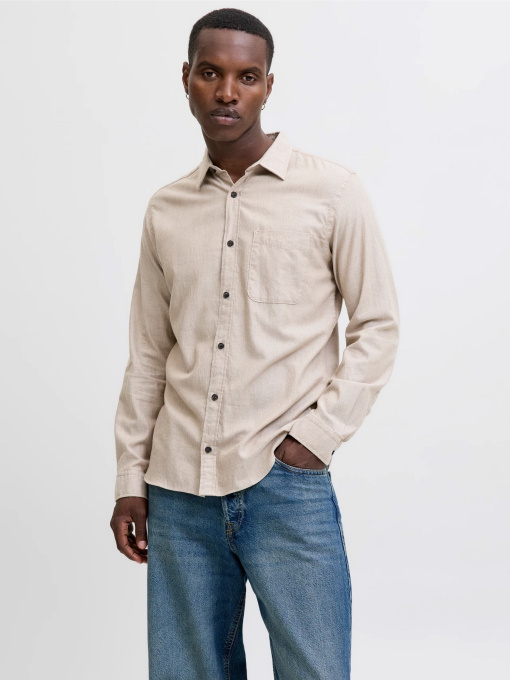 Сорочки JACK & JONES CLASSIC MELANGE SHIRT модель 12278416_Oatmeal Фото