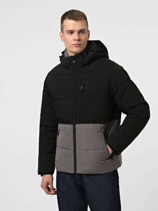 Куртки и дубленки JACK & JONES OWEN PUFFER модель 12278792_Castlerock BLACK BLOCKING Фото