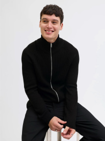 Светри та кардигани JACK & JONES PANNEL KNIT ZIP CARDIGAN модель 12278920_Black Фото