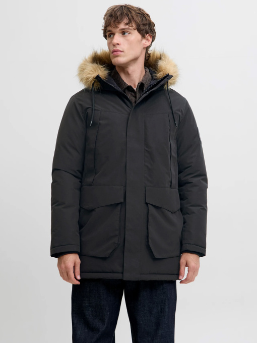 Куртки та дублянки JACK & JONES CAMP FAUX FUR PARKA модель 12279267_Black Фото