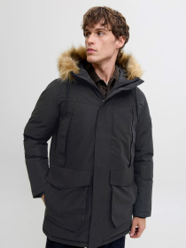 Куртки та дублянки JACK & JONES CAMP FAUX FUR PARKA модель 12279267_Black Фото