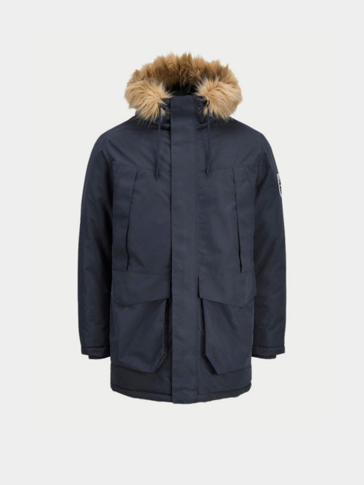 Куртки та дублянки JACK & JONES CAMP FAUX FUR PARKA модель 12279267_Dark Navy TIPPING Фото
