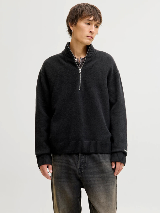 Свитры и кардиганы JACK & JONES NORREBRO KNIT HALF ZIP модель 12282749_Black Фото