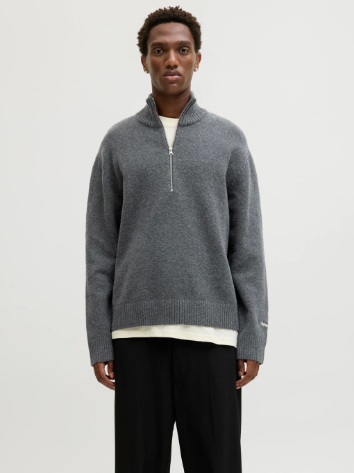 Свитры и кардиганы JACK & JONES NORREBRO KNIT HALF ZIP модель 12282749_Dark Grey Melange Фото
