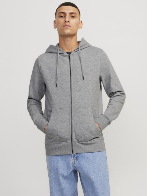Худи и свитшоты JACK & JONES BASIC SWEAT ZIP HOOD модель 12181901_Light Grey Melange REG Фото