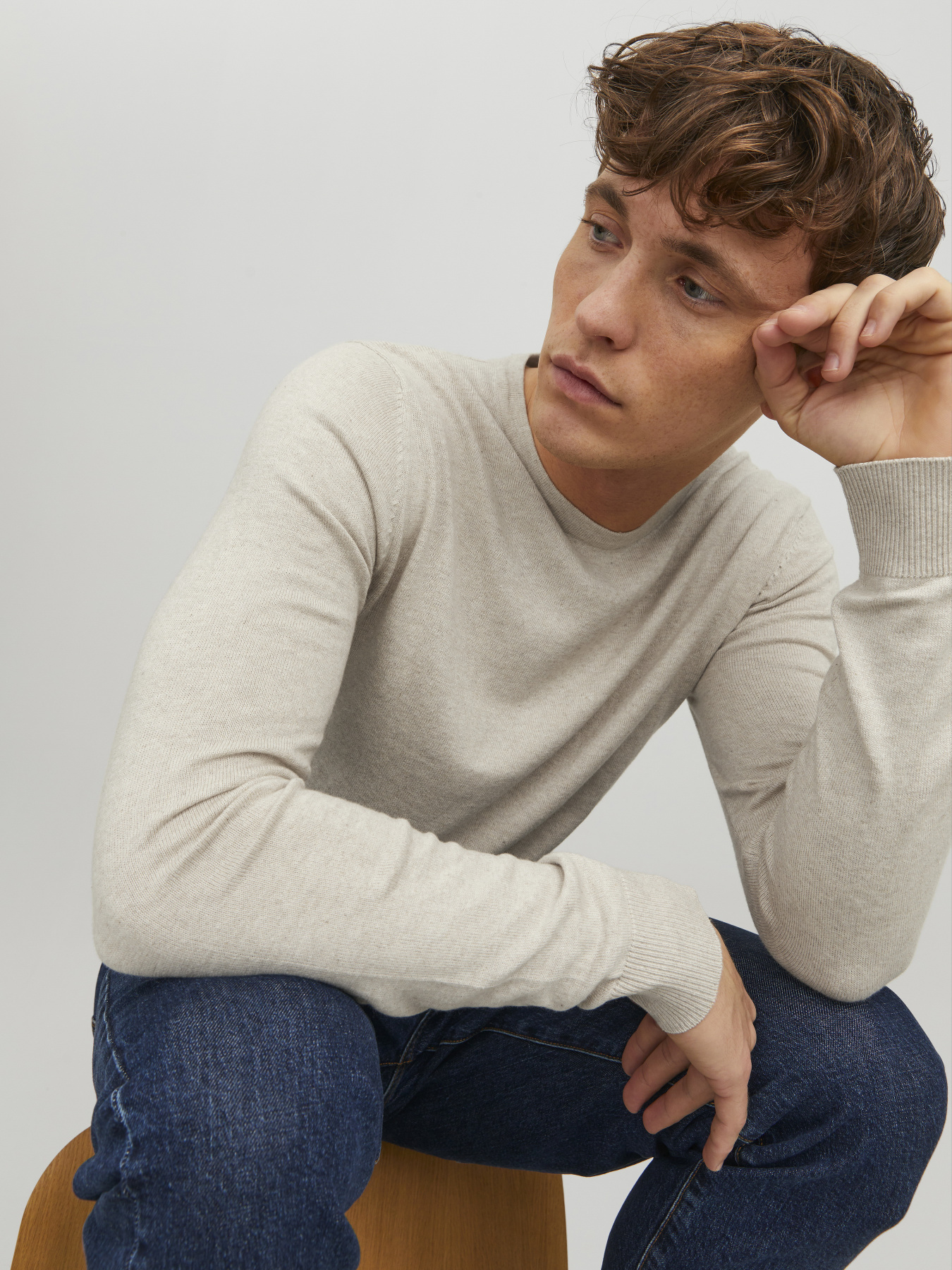 Светри та кардигани JACK & JONES EMIL KNIT модель 12208364_Oatmeal Melange Светри та кардигани JACK & JONES EMIL KNIT модель 12208364_Oatmeal Melange Фото