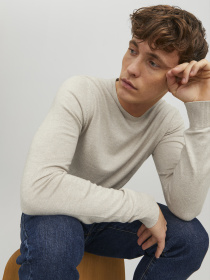 Светри та кардигани JACK & JONES EMIL KNIT модель 12208364_Oatmeal Melange Фото