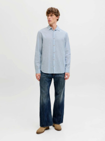 Рубашки JACK & JONES SUMMER LINEN BLEND SHIRT модель 12289174_Celestial Blue Фото