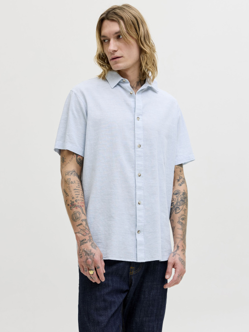 Сорочки JACK & JONES SUMMER LINEN BLEND SHIRT модель 12289160_Celestial Blue Фото