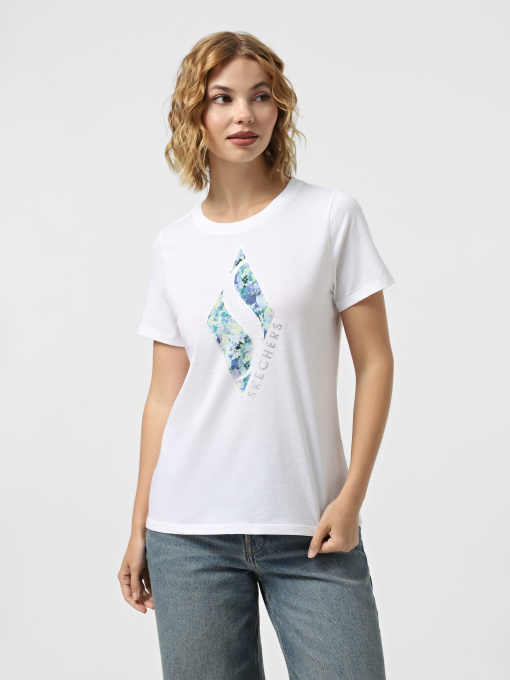 Футболки и поло Skechers FLORAL DIAMOND CLASSIC CREW TE модель TS181 WHT Фото
