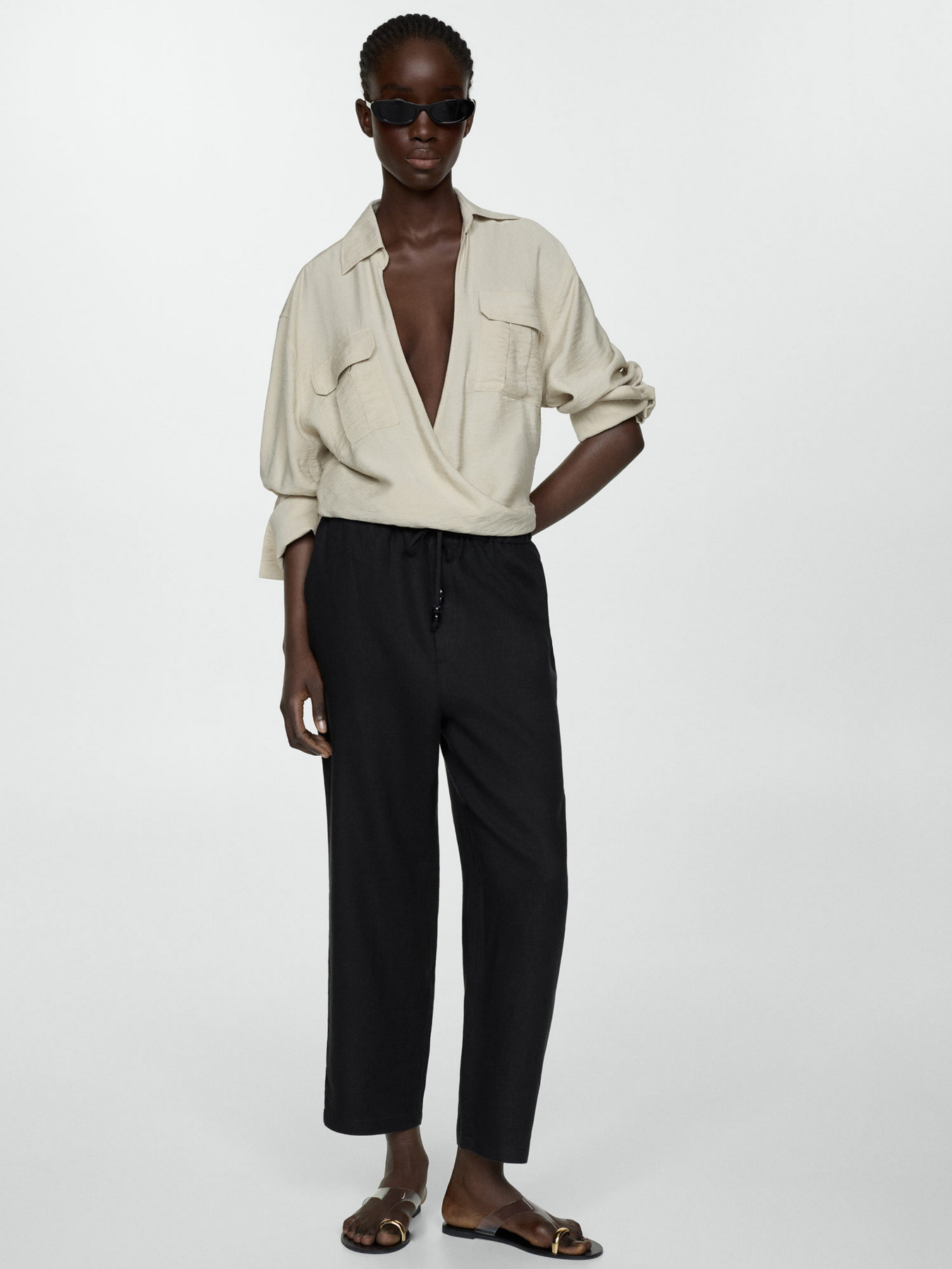 Штани MANGO Linen модель 67075724_99 Штани MANGO Linen модель 67075724_99 Фото