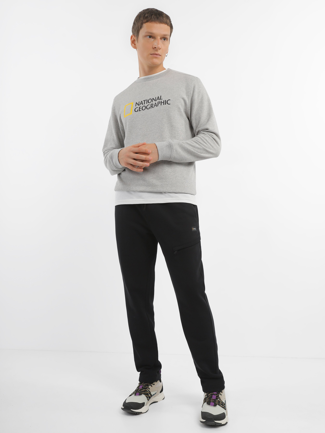 Худі та світшоти National Geographic Foundation Big Logo Crew модель M999-02-814_сірий комб. Худі та світшоти National Geographic Foundation Big Logo Crew модель M999-02-814_сірий комб. Фото