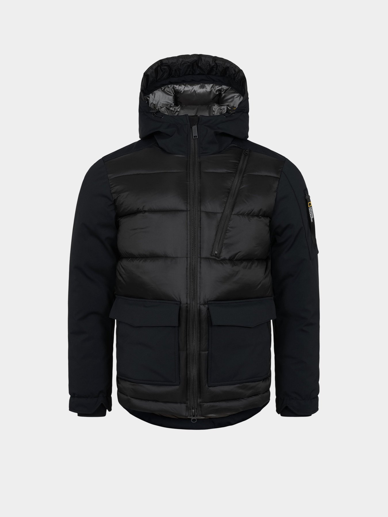 Куртки та дублянки National Geographic Re-Developed Hood Puffer модель M121-01-500_чорний Фото