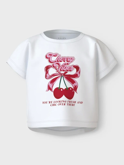 Футболки и поло Name it модель 13215793_Bright White Cherry bow Фото