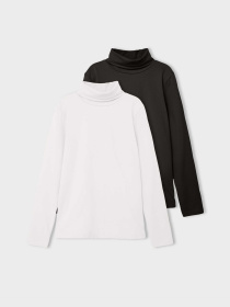 Свитры и кардиганы Name it VIGGO 2P LS SLIM ROLLNECK модель 13211815_White Alyssum BLACK Фото