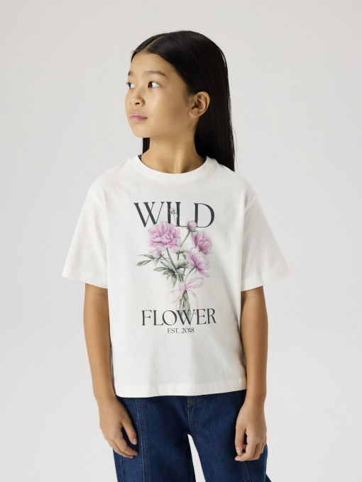 Футболки і поло Name it VOTEA SS NREG TOP модель 13239156_Cloud Dancer Wild Flower Фото