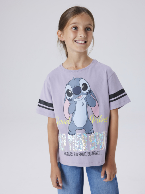 Футболки і поло Name it DYMI STITCH SS NREG TOP модель 13252107_Lavender Gray Фото