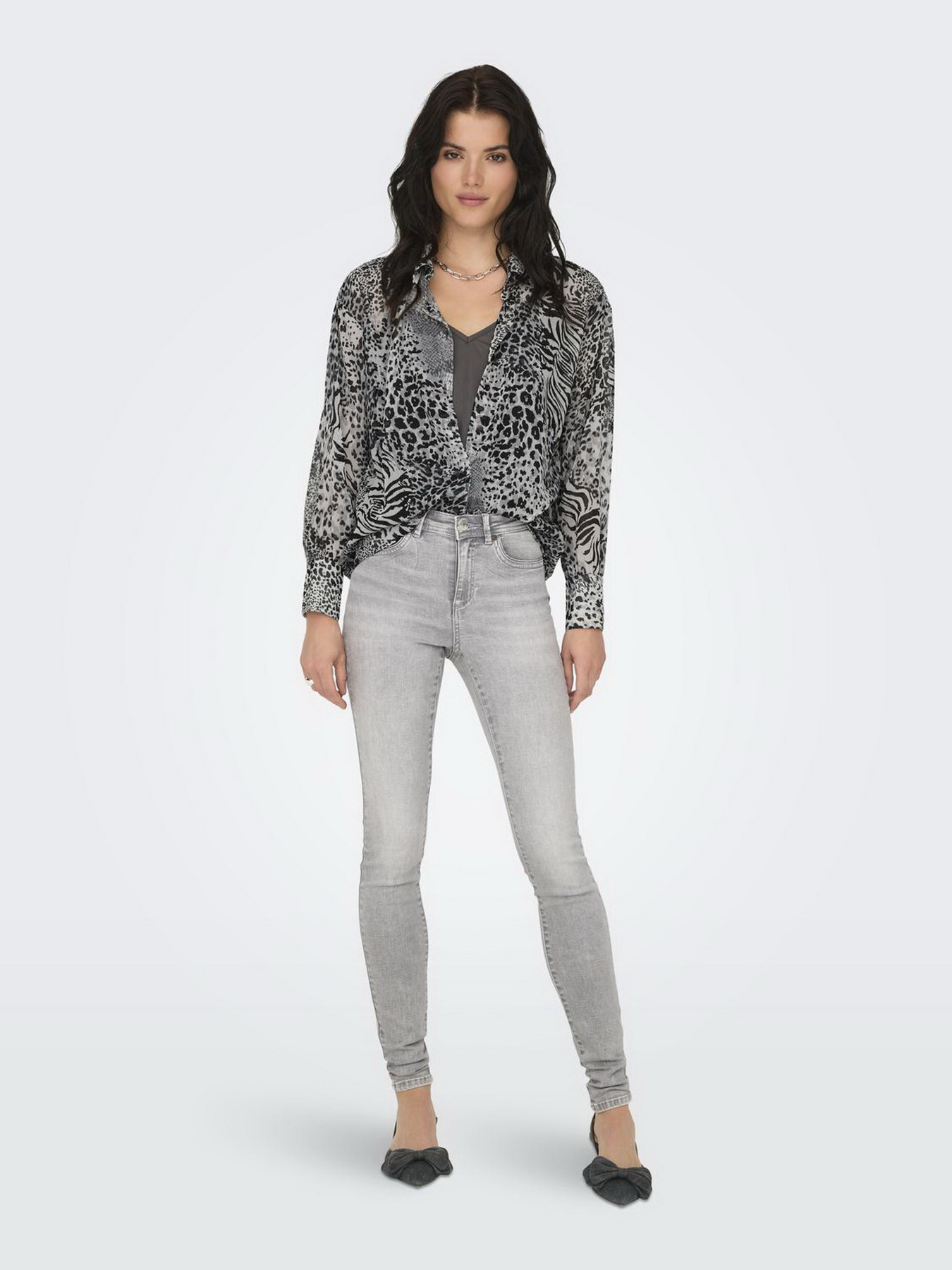 Сорочки Only модель 15329222_Gray Violet Ranch animal Фото