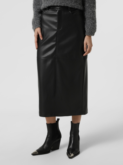 Юбки Only VERONA FAUX LEATHER LONG SKIRT модель 15350363_Black Фото