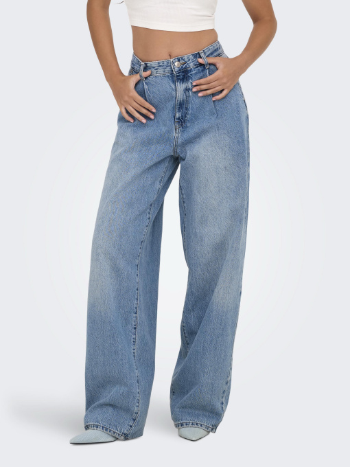 Джинси Only GIANNA MW PLEAT STR DNM модель 15356810_Light Medium Blue Denim Фото