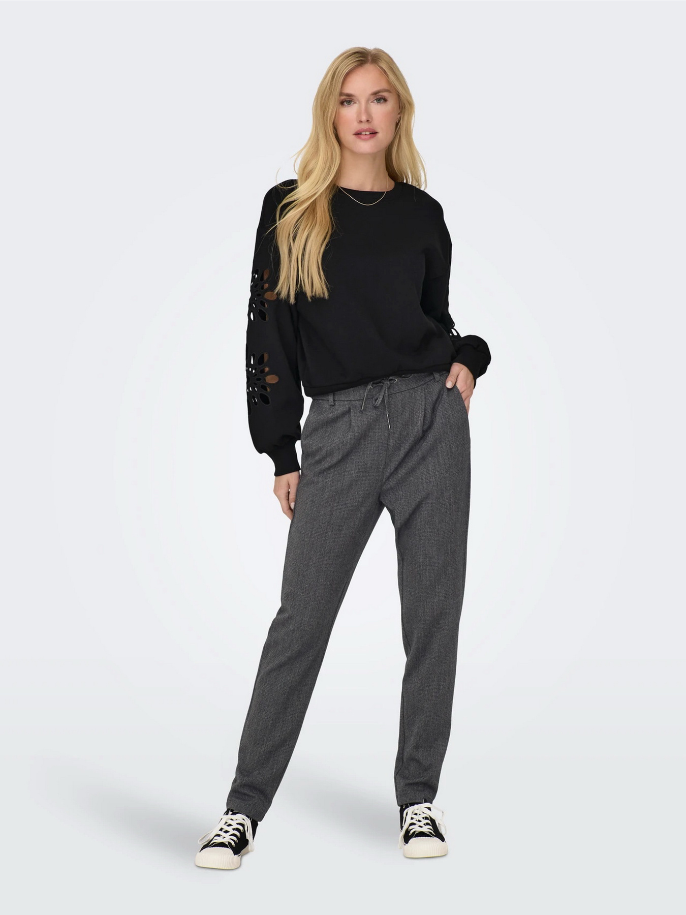 Брюки Only POPTRASH-ELISE EASY MELANGE PA модель 15309862_Dark Grey Melange Фото