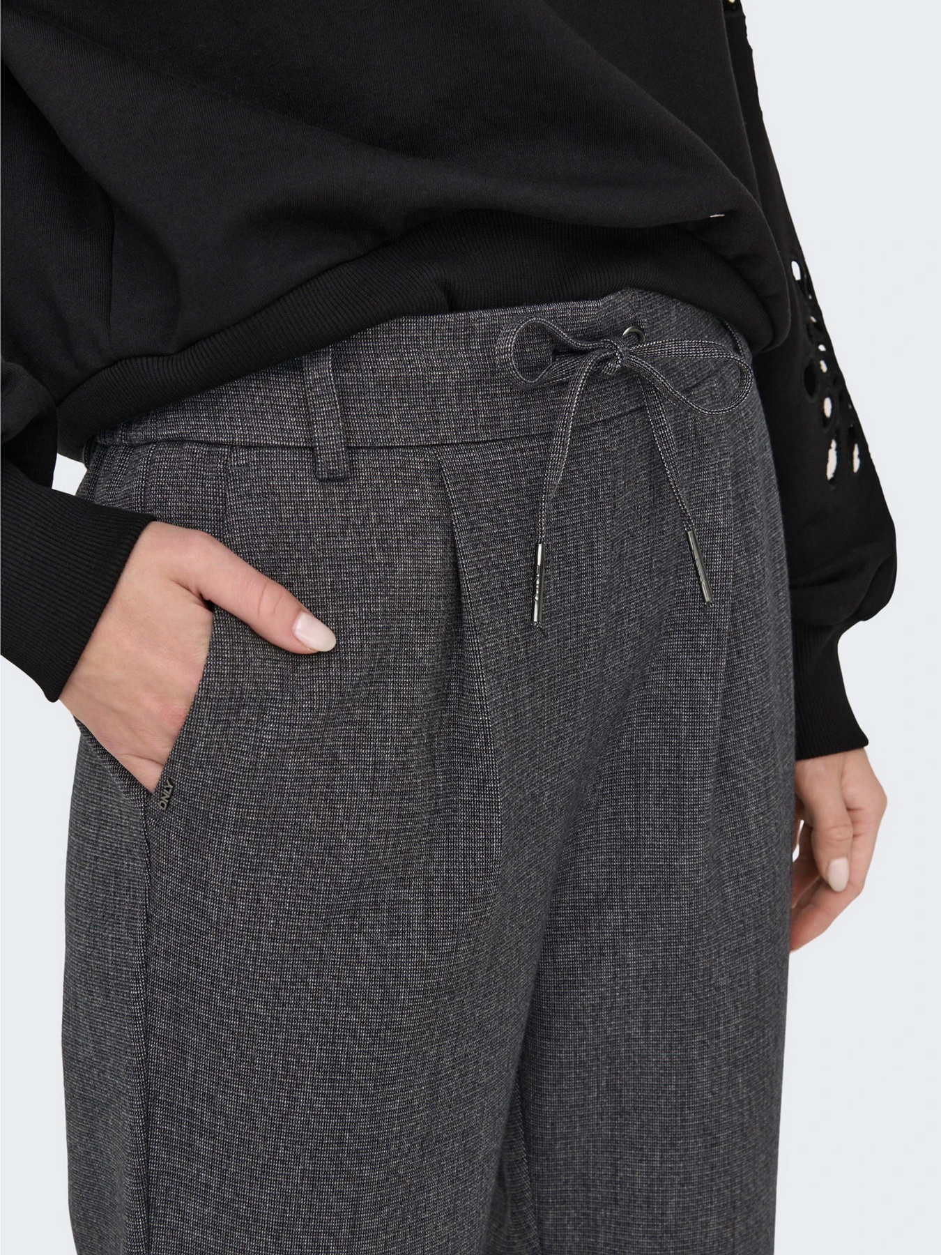 Брюки Only POPTRASH-ELISE EASY MELANGE PA модель 15309862_Dark Grey Melange Фото
