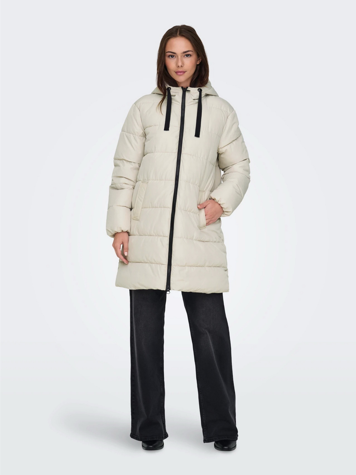 Куртки и дубленки Only CLAIR PUFFER HOOD COAT модель 15323232_Pumice Stone Фото