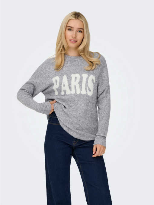 Свитры и кардиганы Only JERICO L/S PULLOVER модель 15339731_Grey Melange  CD PARIS Фото