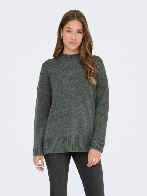 Светри та кардигани Only HAZEL LS HIGHNECK OVERS PULL K модель 15352853_Balsam Green Melange Фото