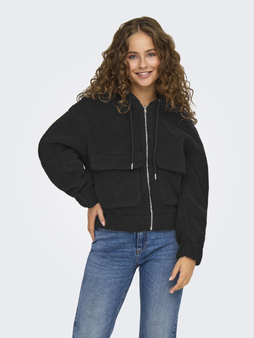 Куртки и дубленки Only TANJA TEDDY HOOD JACKET модель 15335779_Black Фото