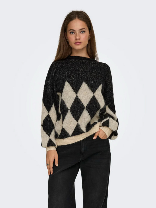Светри та кардигани Only NOEME LIFE LS JQ O-NECK KNT модель 15353226_Black Biscotti/Melange/Har Фото