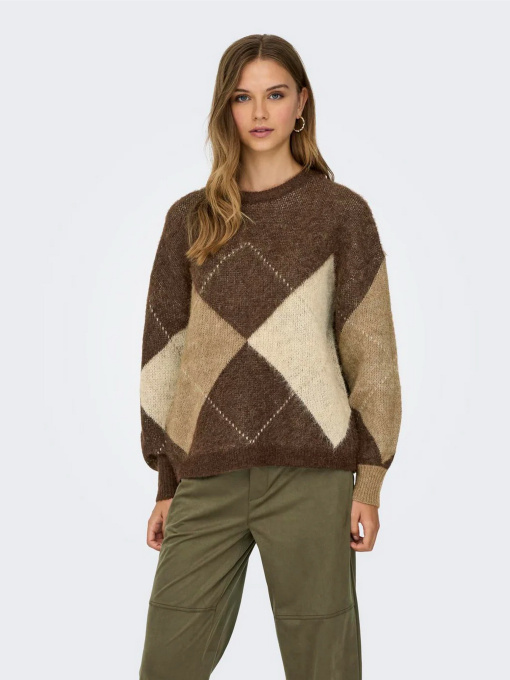 Светри та кардигани Only NOEME LIFE LS JQ O-NECK KNT модель 15353226_Chestnut Biscotti/Melange/ Фото