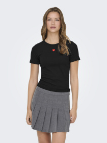 Футболки и поло Only ELVA JUNE EMB S/S TEE JRS модель 15342939_Black RED HEART Фото