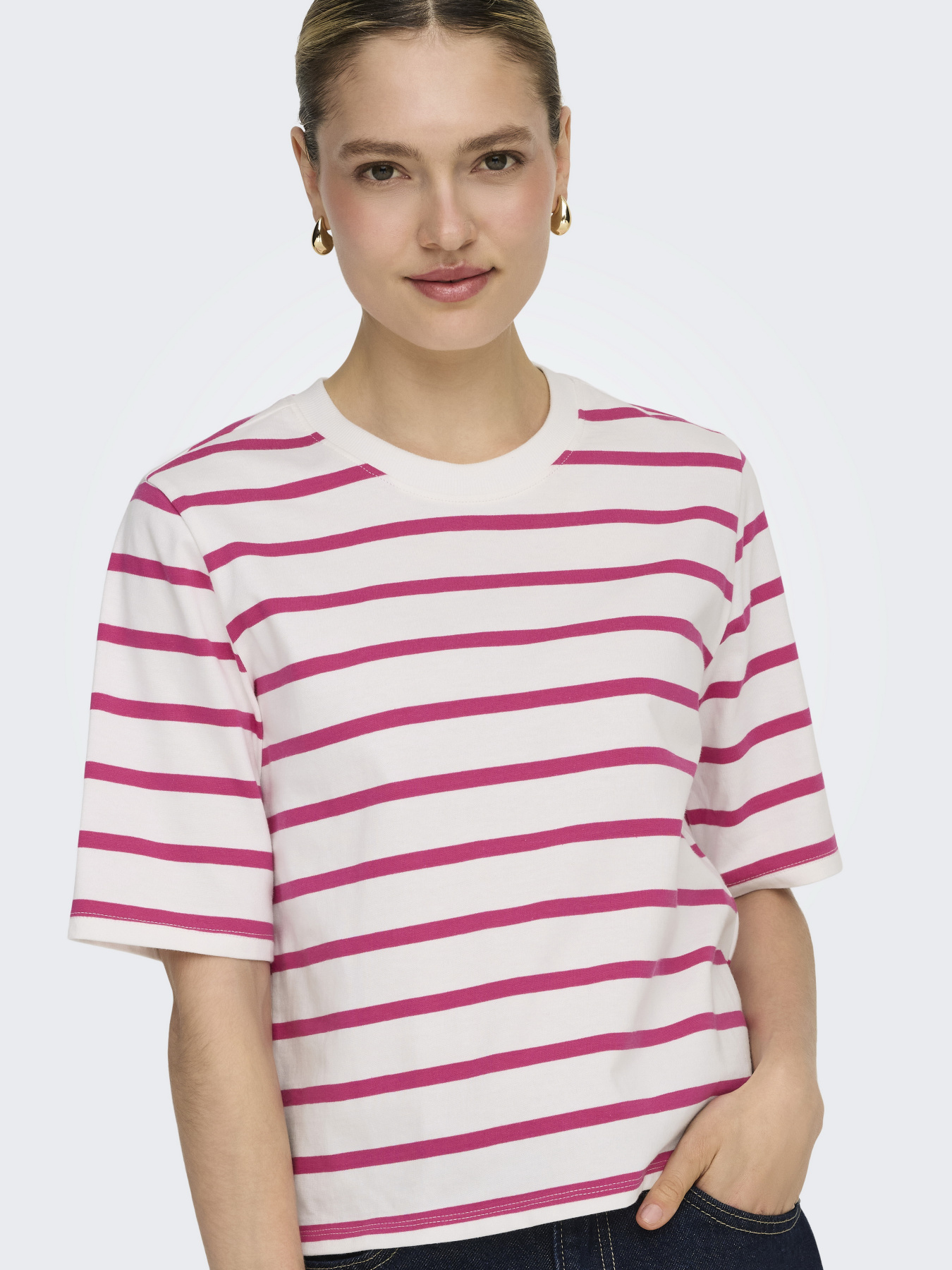 Футболки і поло Only SOPH S/S STRIPE TOP модель 15368524_Cloud Dancer Pink yarrow ( Фото