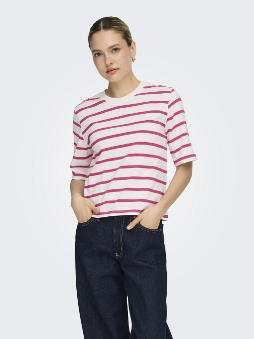 Футболки и поло Only SOPH S/S STRIPE TOP модель 15368524_Cloud Dancer Pink yarrow ( Фото