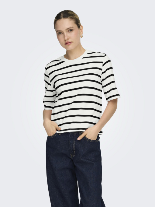 Футболки и поло Only SOPH S/S STRIPE TOP модель 15368524_Cloud Dancer Black Фото