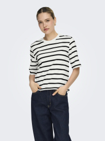 Футболки и поло Only SOPH S/S STRIPE TOP модель 15368524_Cloud Dancer Black Фото