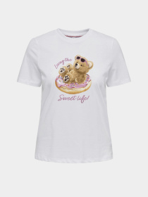 Футболки и поло Only KITA BEAR S/S TEE модель 15375338_Bright White Sweet life Фото