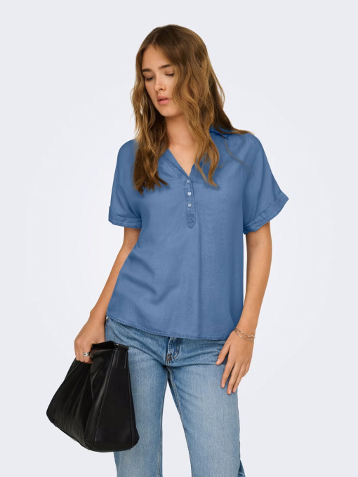 Сорочки Only CHARIS LIFE CAP SLEEVE SHIRT модель 15363976_Medium Blue Denim Фото