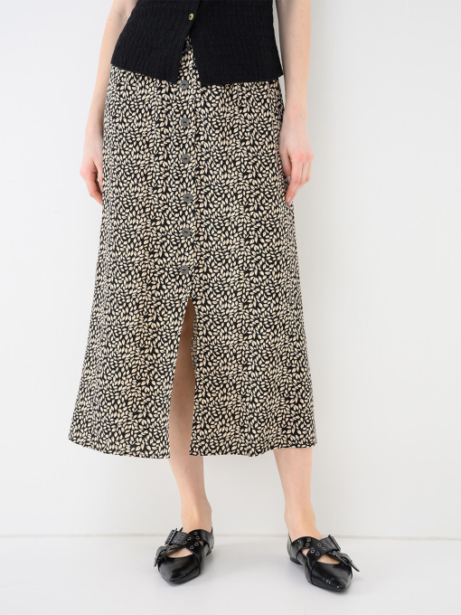 Спідниці Only NOVA LIFE VIS BUTTON SKIRT модель 15222223_Black 724 Coffee leaf Фото