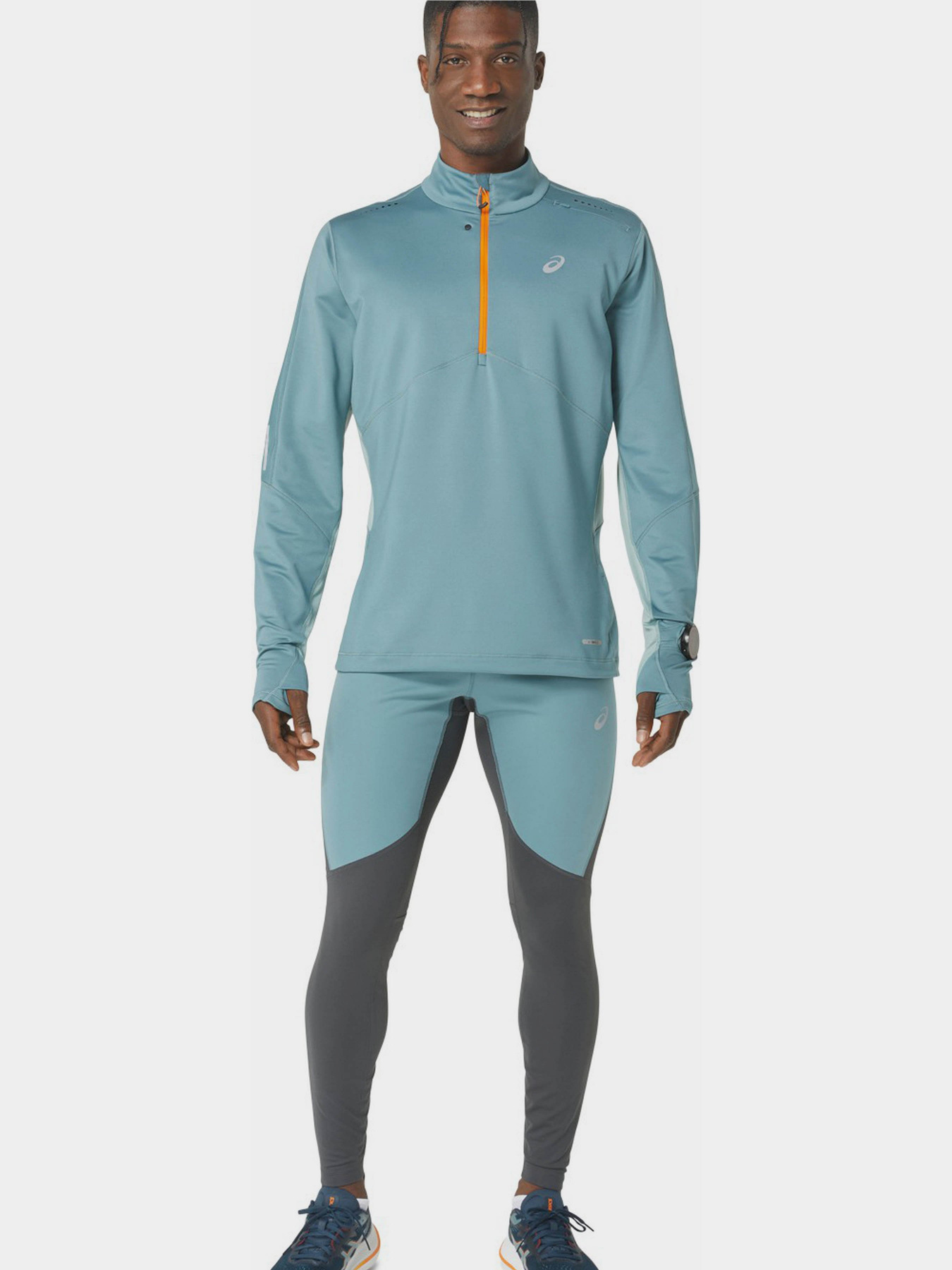 Брюки Asics Winter Run Tight модель 2011C881-020 Сірий, бірюзовий Брюки Asics Winter Run Tight модель 2011C881-020 Сірий, бірюзовий Фото