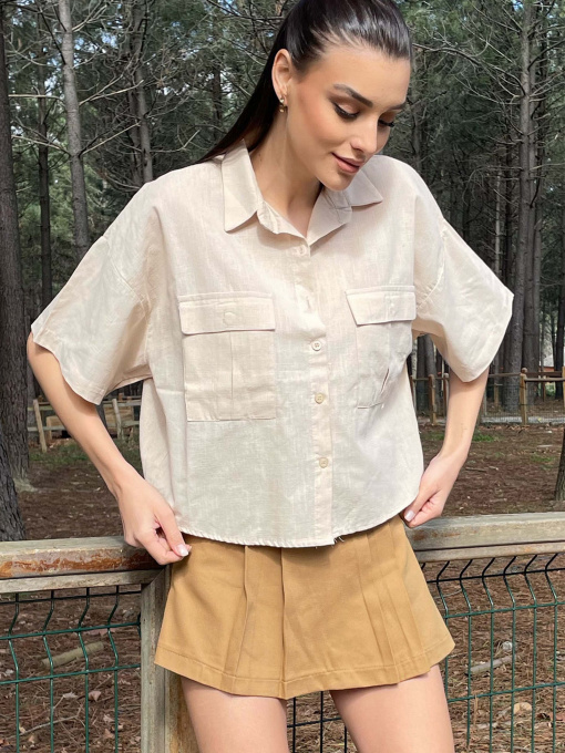 Рубашки Trend Alacati Stili модель ALC-X9991KUM BEJİ Фото