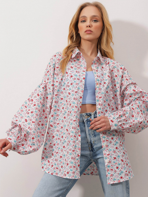 Рубашки Trend Alacati Stili модель ALC-X9948/Beyaz Pembe Фото