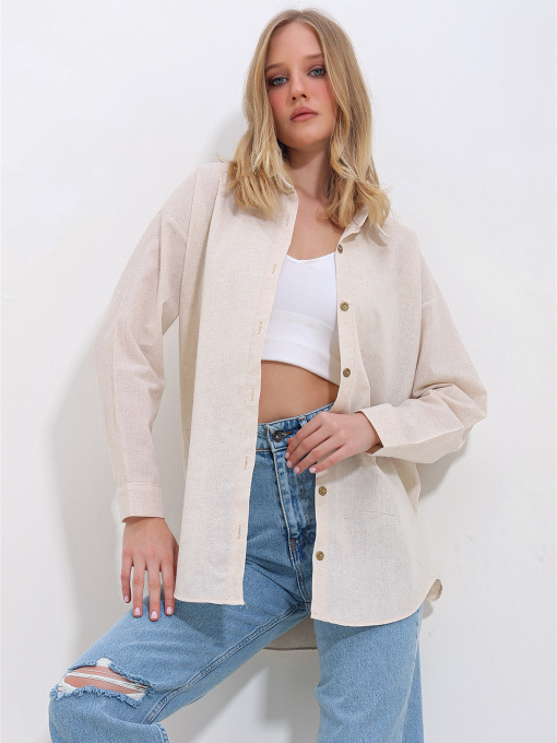 Сорочки Trend Alacati Stili модель ALC-X10343/KREM Фото