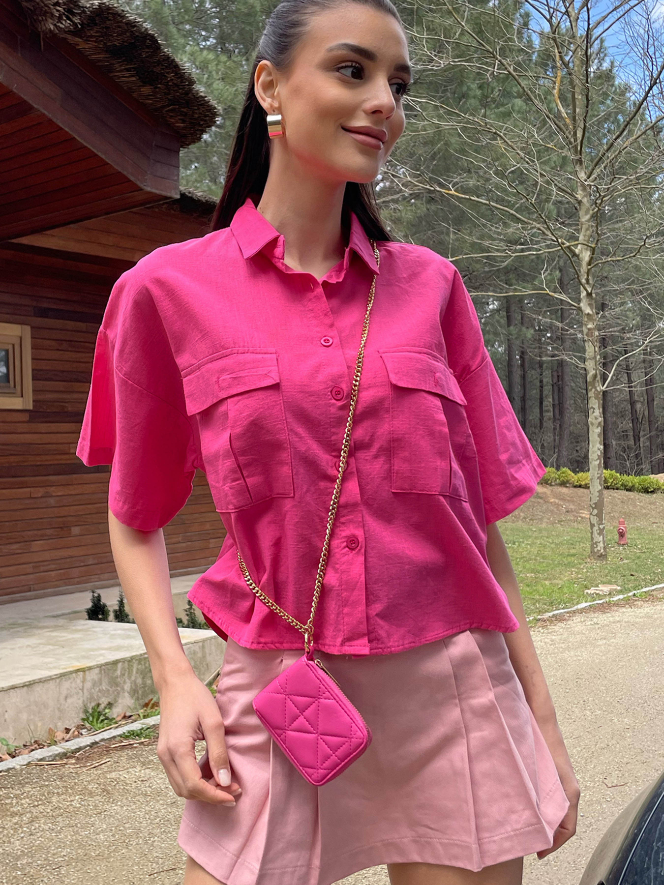 Сорочки Trend Alacati Stili модель ALC-X9991/Fusya Сорочки Trend Alacati Stili модель ALC-X9991/Fusya Фото