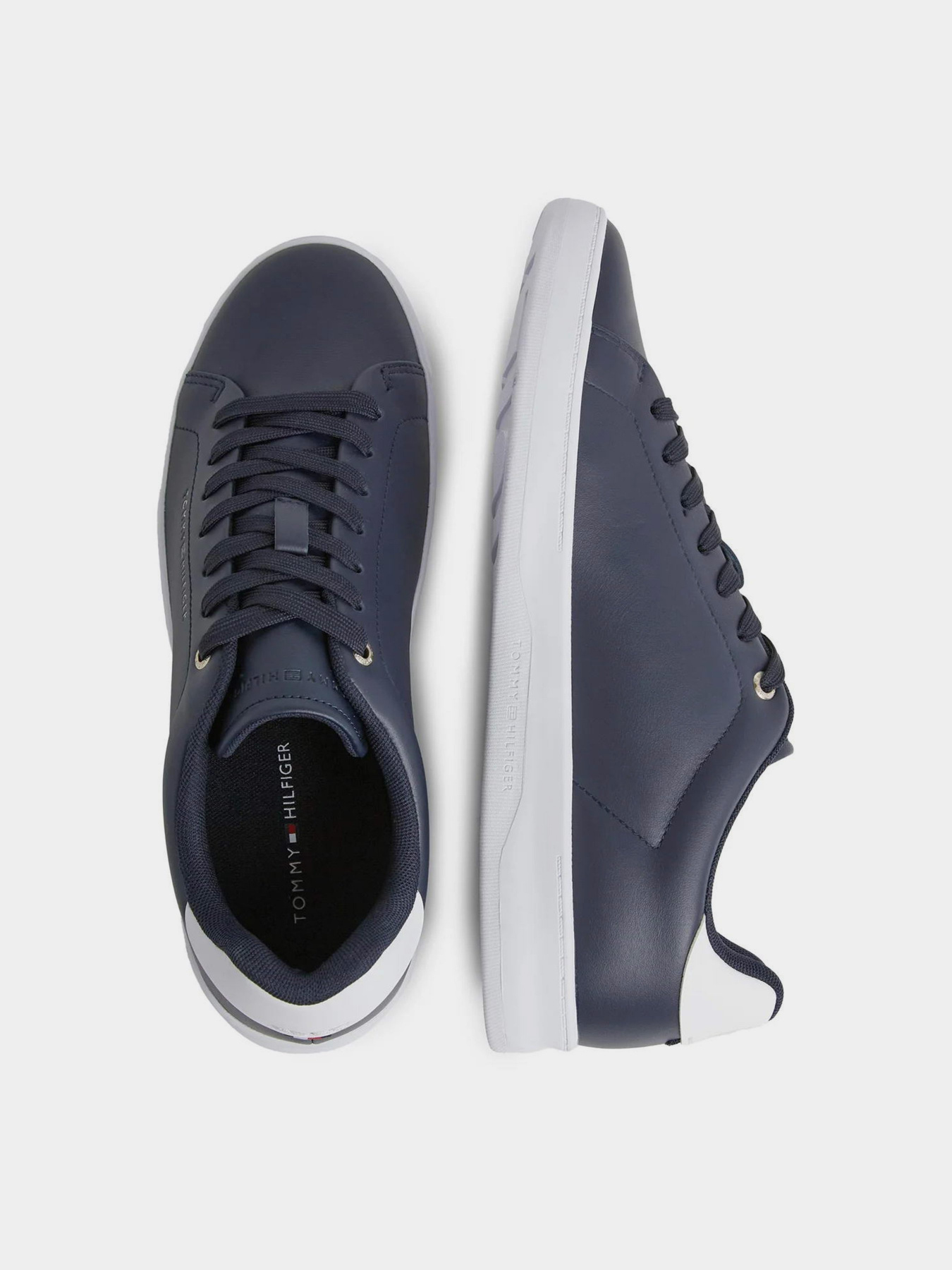 Кеды Tommy Hilfiger Contrast Heel Leather Cupsole Trainers модель FM0FM04829-DW5 Кеды Tommy Hilfiger Contrast Heel Leather Cupsole Trainers модель FM0FM04829-DW5 Фото