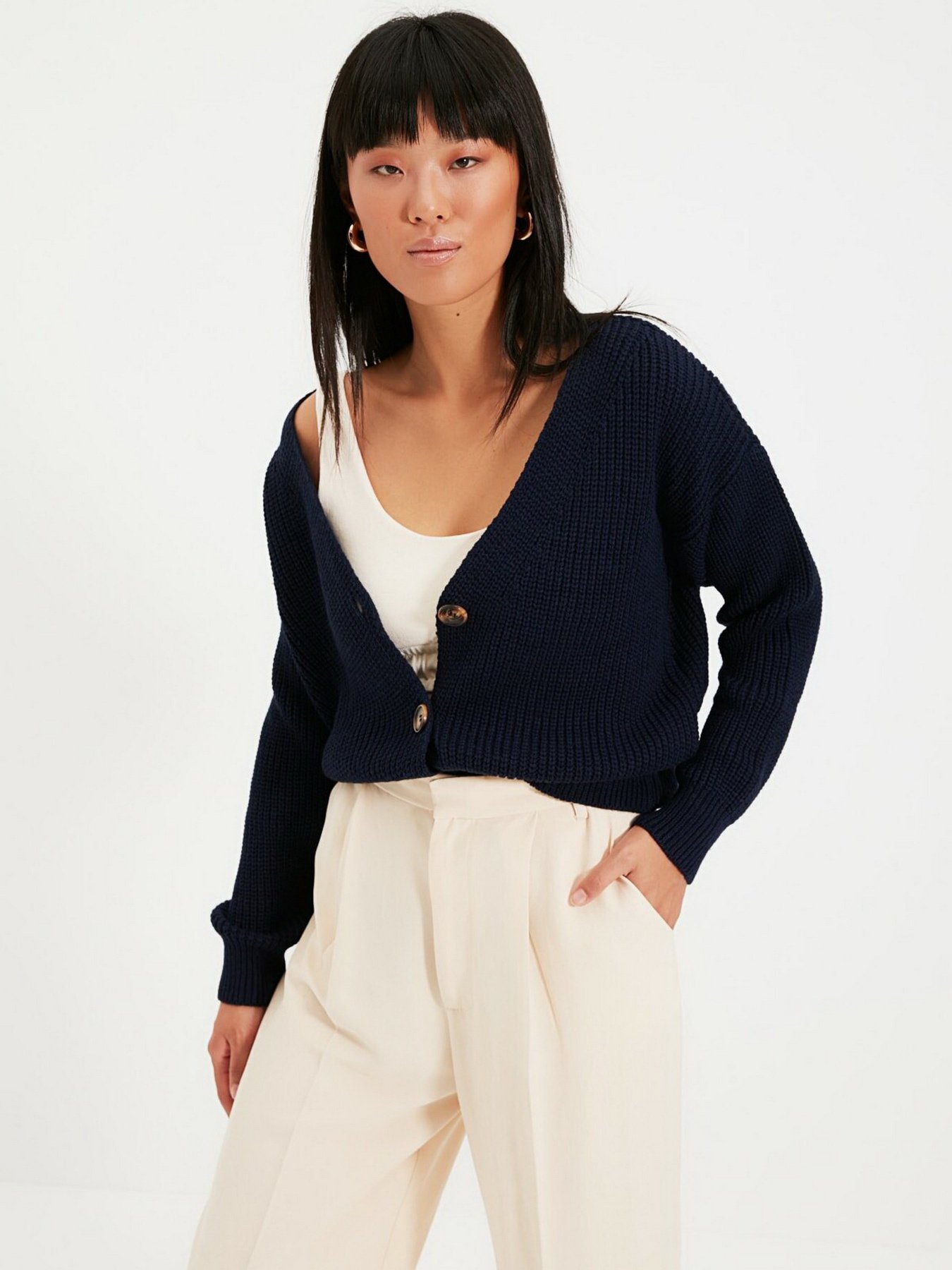 Свитры и кардиганы Trendyol модель TWOAW21HI0251/Lacivert Свитры и кардиганы Trendyol модель TWOAW21HI0251/Lacivert Фото