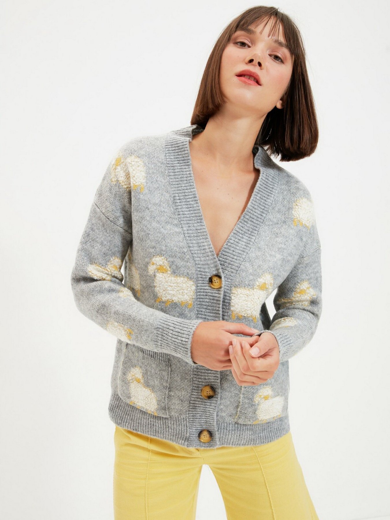 Свитры и кардиганы Trendyol модель TWOAW21HI0476/Gri Свитры и кардиганы Trendyol модель TWOAW21HI0476/Gri Фото